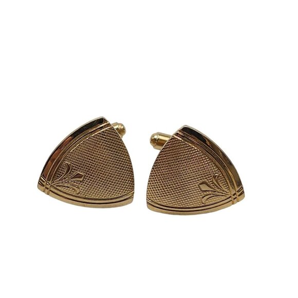 Vintage Gold Tone Floral Embossed Mid Century Cufflinks - Picture 1 of 4